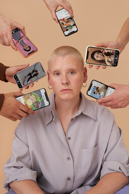 A collage of screenshots from TikTok and Instagram, featuring various users experimenting with the reverse aging filter. The images show dramatic transformations, with wrinkles, age spots, and gray hair convincingly added to their faces.