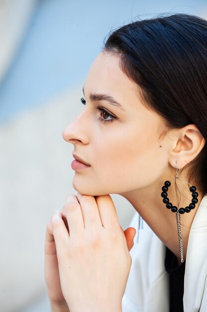 A close-up shot of a woman's face showcasing the 