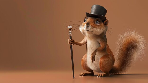 A comical image of a squirrel wearing a tiny top hat and holding a campaign sign that reads 