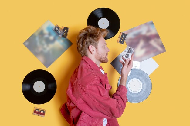 A close-up of iconic album covers featuring 