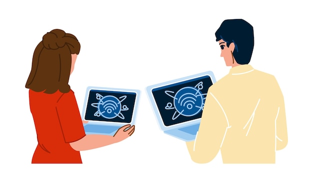 A split-screen illustration. On one side, a person is browsing online, with lines connecting their clicks and searches to data points. On the other side, the same person is shown receiving personalized ads and offers based on those data points.