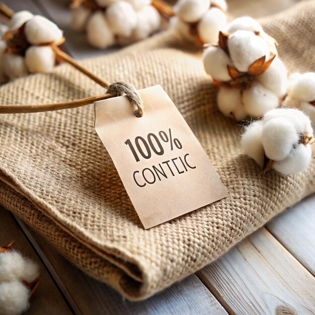 Close-up shot of a garment label indicating organic cotton and fair trade certification, highlighting the importance of looking for these labels when purchasing sustainable clothing. The background is blurred, focusing attention on the details of the label.